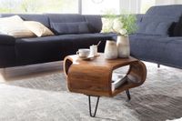 FineBuy Couchtisch Sheesham 55cm Massivholz Wohnzimmertisch Retro Metallbeine – Ansicht 2