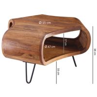FineBuy Couchtisch Sheesham 55cm Massivholz Wohnzimmertisch Retro Metallbeine – Ansicht 3
