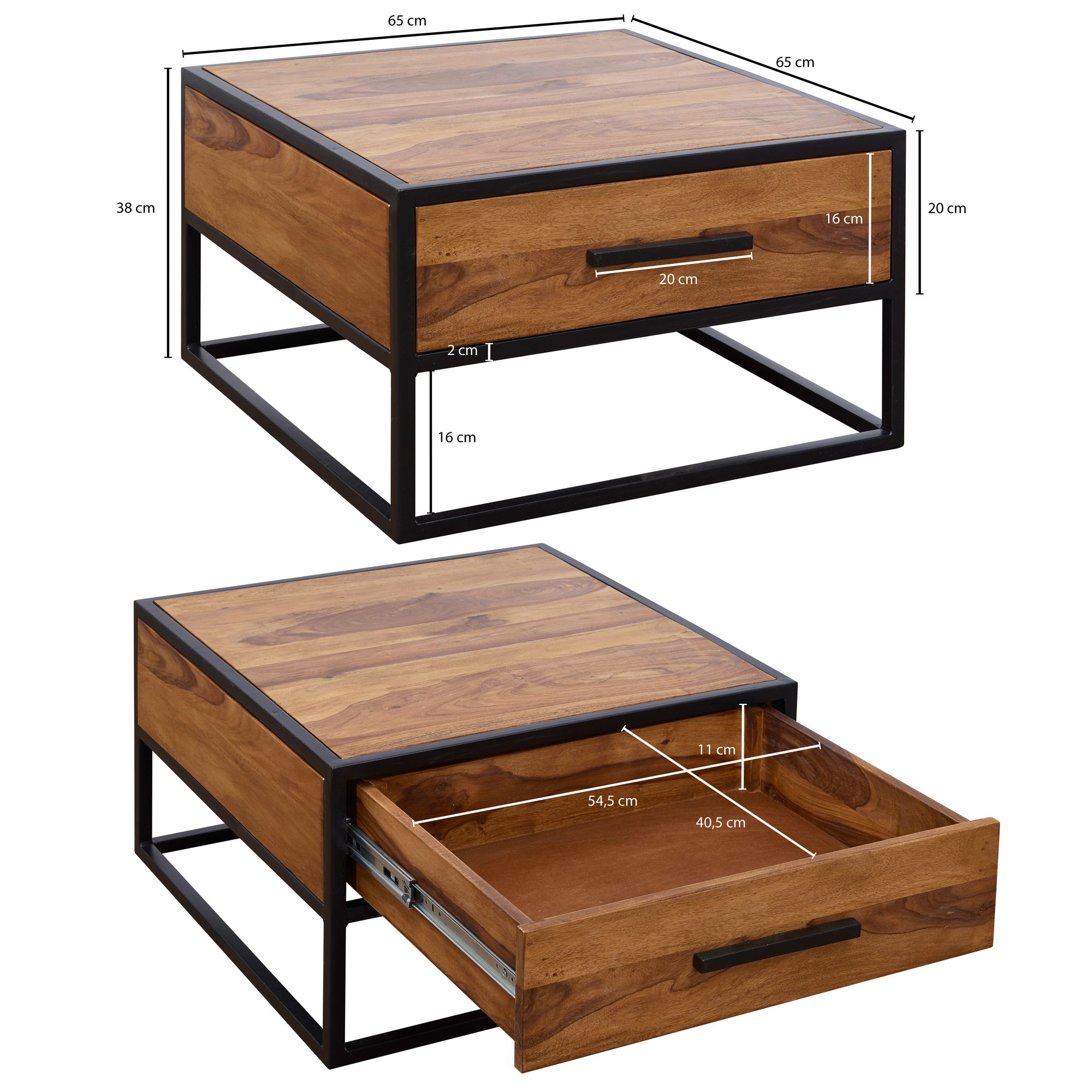 FineBuy Couchtisch FB51417 Massivholz / Metall Sofatisch 65x38x65cm, Design Wohnzimmertisch Sheesham, Stubentisch Industrial Braun, Designer Holztisch Kaffeetisch Massiv mit Schublade | Farbe: Braun FineBuy Couchtisch FB51417 Massivholz / Metall Sofatisch 65x38x65cm, Design Wohnzimmertisch Sheesham, Stubentisch Industrial Braun, Designer Holztisch Kaffeetisch Massiv mit Schublade | Farbe: Braun