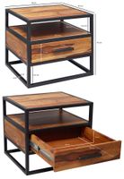 Nachtkonsole Sheesham Massivholz Schublade Nachttisch Industrial Nachtkästchen – Ansicht 3