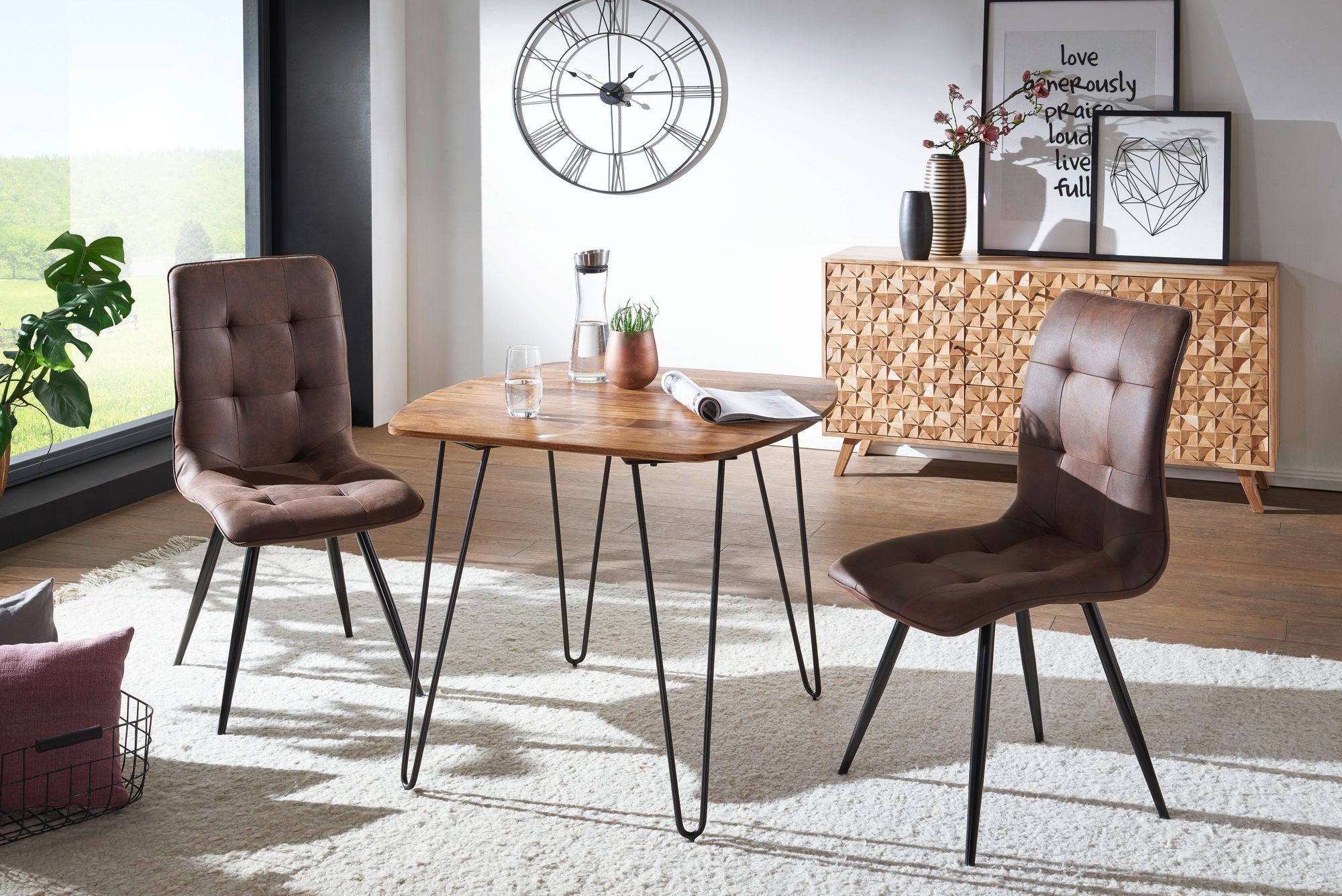 FineBuy Esszimmertisch Sheesham Massivholz, Esstisch mit Metallbeinen, Massiver Echtholz Tisch, Designer Holztisch Massiv, Moderner Küchentisch Braun | Farbe: Braun FineBuy Esszimmertisch Sheesham Massivholz, Esstisch mit Metallbeinen, Massiver Echtholz Tisch, Designer Holztisch Massiv, Moderner Küchentisch Braun | Farbe: Braun
