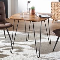 FineBuy Esszimmertisch Esstisch mit Metallbeinen Tisch Massivholz Holztisch – Ansicht 1