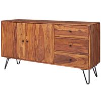 Massivholz Sideboard 145cm Sheesham Natur Kommode mit 2 Türen & 3 Schubladen modernes Design – Ansicht 6
