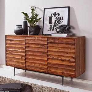 FineBuy Sideboard FB51424 Sheesham Massivholz 150x81x41 cm Landhaus Kommode, Design Anrichte Groß, Hoher Kommodenschrank mit 3 Türen Holz Massiv, Standschrank Wohnzimmer Modern 4250950287211