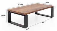 FineBuy Couchtisch Holz Sofatisch mit Metallgestell Wohnzimmertisch Tisch – Ansicht 3