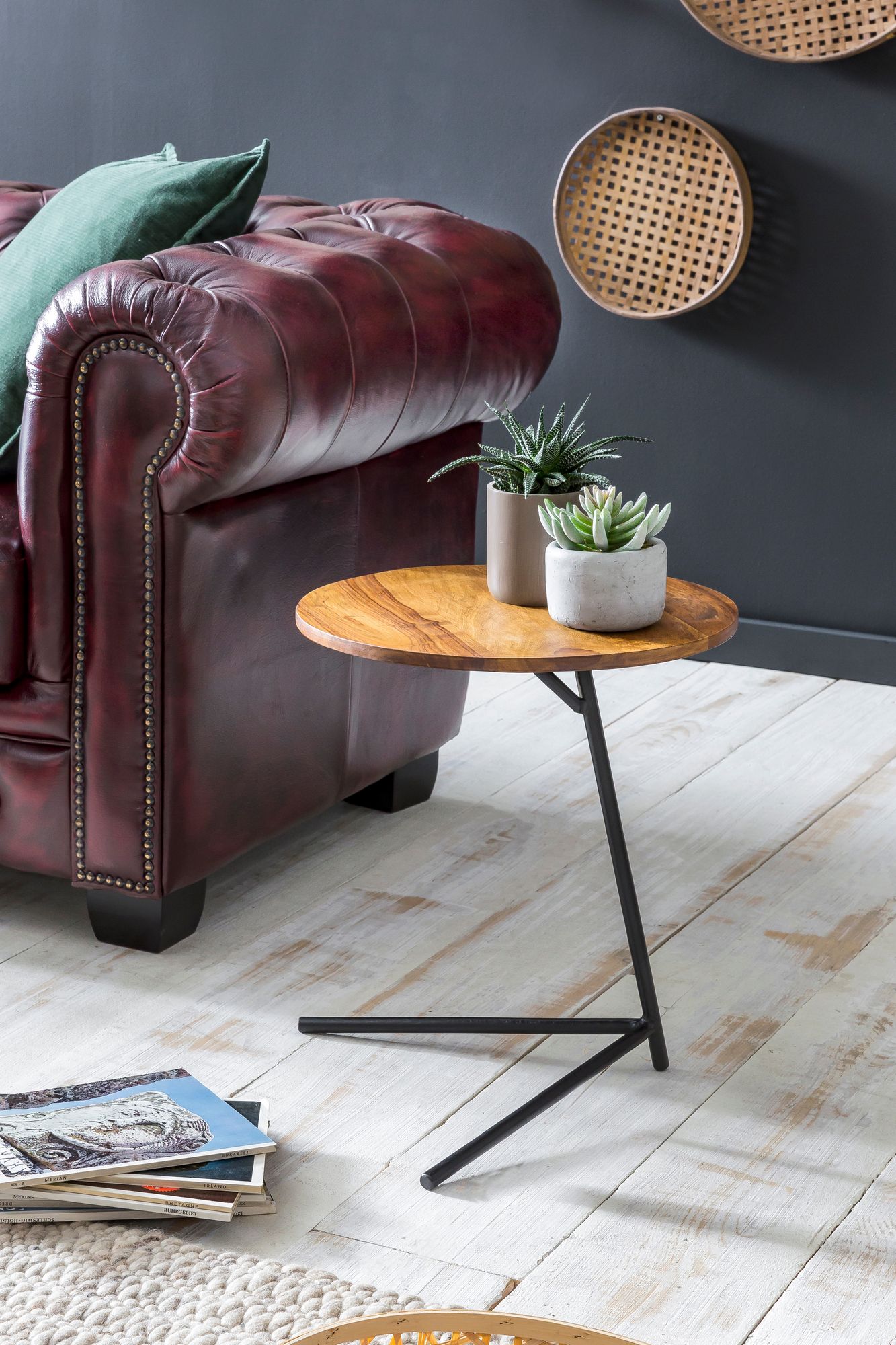 FineBuy Beistelltisch rund 40x46x40 cm Sheesham Metall Couchtisch Industrial Style Echtholz, Holztisch Sofatisch Metallbeine, Anstelltisch Dekotisch | Farbe: Braun FineBuy Beistelltisch rund 40x46x40 cm Sheesham Metall Couchtisch Industrial Style Echtholz, Holztisch Sofatisch Metallbeine, Anstelltisch Dekotisch | Farbe: Braun