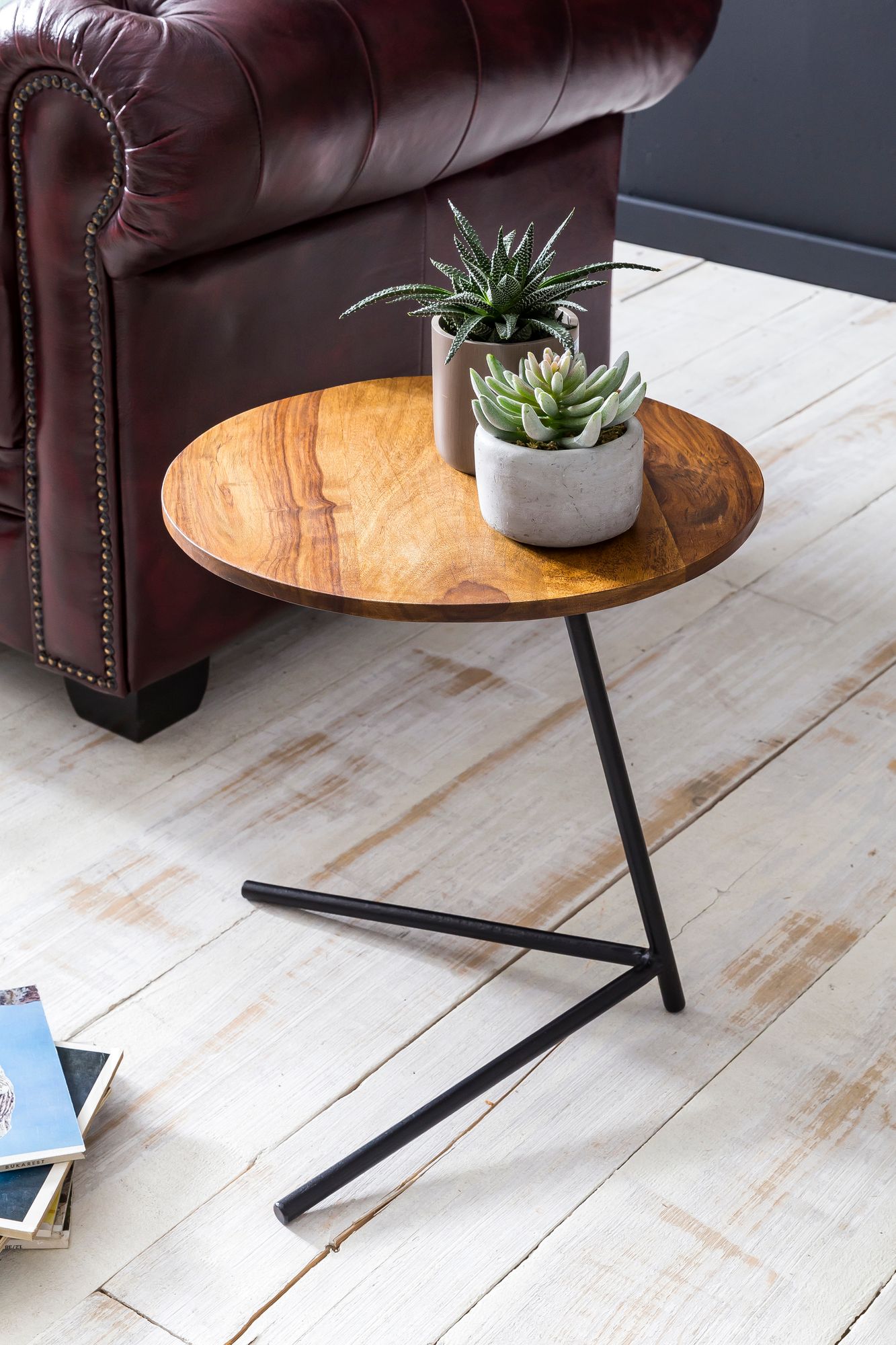 FineBuy Beistelltisch rund 40x46x40 cm Sheesham Metall Couchtisch Industrial Style Echtholz, Holztisch Sofatisch Metallbeine, Anstelltisch Dekotisch | Farbe: Braun FineBuy Beistelltisch rund 40x46x40 cm Sheesham Metall Couchtisch Industrial Style Echtholz, Holztisch Sofatisch Metallbeine, Anstelltisch Dekotisch | Farbe: Braun