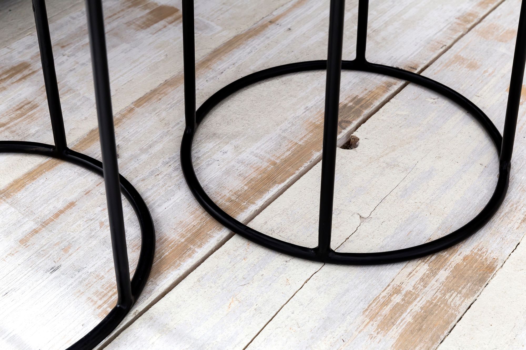 FineBuy Design Satztisch FB51458 Sheesham Metall Beistelltisch 2er Set klein, Couchtisch Set 2 Holz Tische, Massivholz Wohnzimmertisch Metallgestell, Schmaler Sofatisch Ablagetisch | Farbe: Braun