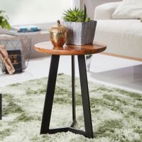 FineBuy Beistelltisch SV51462 Sheesham Holz Metall Industrial Telefontisch – Ansicht 1
