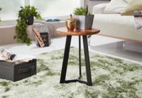 FineBuy Beistelltisch SV51462 Sheesham Holz Metall Industrial Telefontisch – Ansicht 2