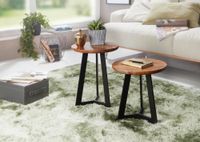 FineBuy Beistelltisch SV51462 Sheesham Holz Metall Industrial Telefontisch – Ansicht 6