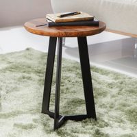FineBuy Beistelltisch SV51462 Sheesham Holz Metall Industrial Telefontisch – Ansicht 1