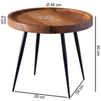 FineBuy Beistelltisch rund 46x40x46cm Sheesham massiv Holz Metall Couchtisch – Ansicht 2