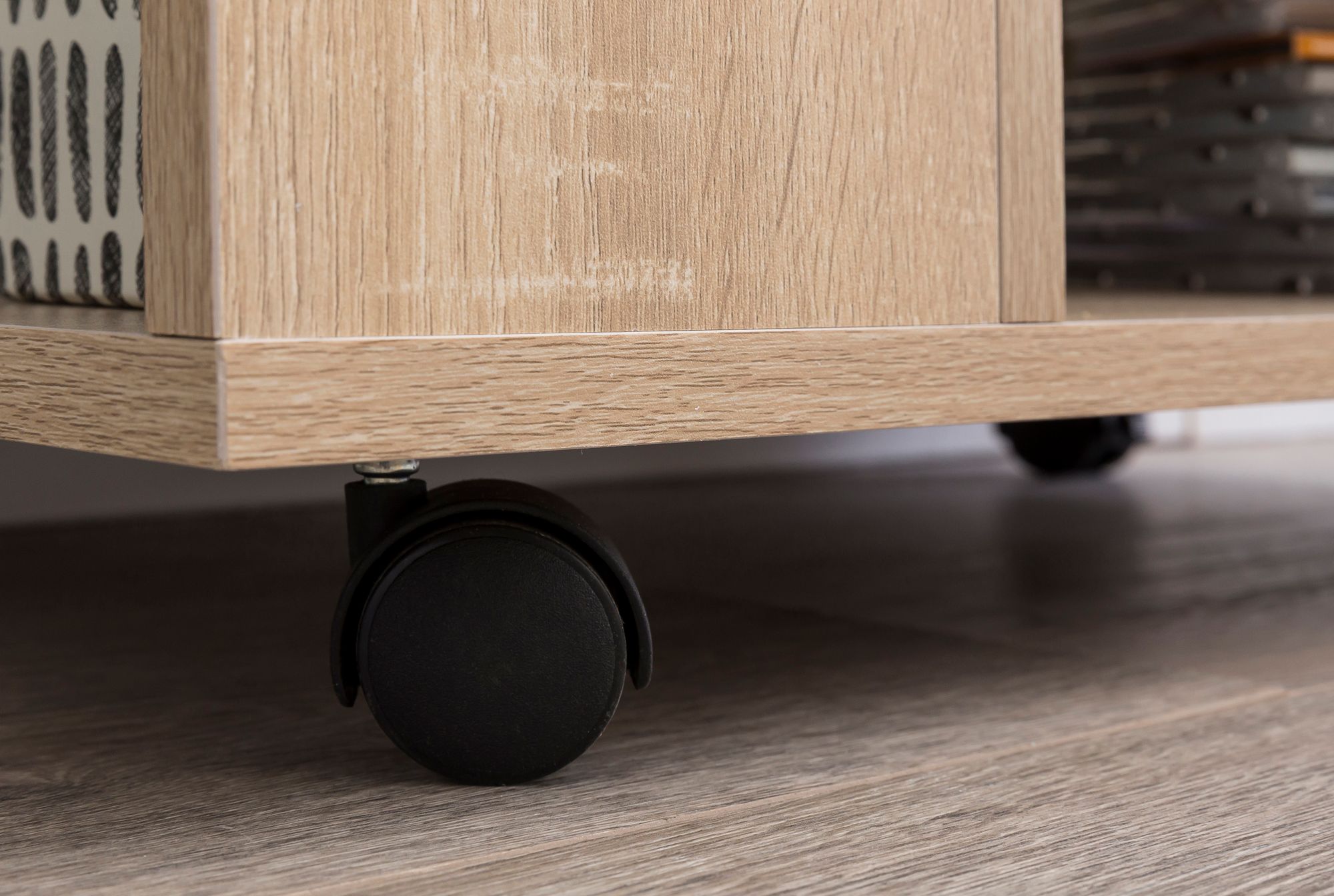 FineBuy Regal 60x35x75 cm Regalwagen mit Rollen Holz, Schmales Küchen-Regal, Telefontisch Rollwagen Modern, Bücher-Regal schmal Standcontainer Hoch | Farbe: Grau