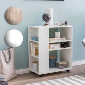 SV51473 FineBuy Regal 60x35x75 cm Regalwagen mit Rollen Holz, Schmales Küchen-Regal, Telefontisch Rollwagen Modern, Bücher-Regal schmal Standcontainer Hoch 17838