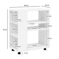 FineBuy Regal Weiß Rollwagen 60x75x35 cm Regalwagen mit Rollen Beistelltisch – Ansicht 3