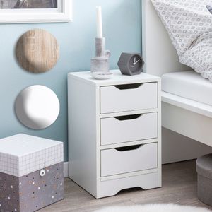 SV51477 FineBuy Nachtkonsole 31x49x31 cm Matt mit 3 Schubladen, Nachtkommode mit Stauraum, Nachttisch Schlicht Modern, Nachtschränkchen Klein, Bettkommode Schlafzimmer 17850
