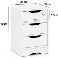 Nachtkonsole Nachtkommode Nachtschrank Nachttisch Nachtkästchen 3 Schubladen – Ansicht 3