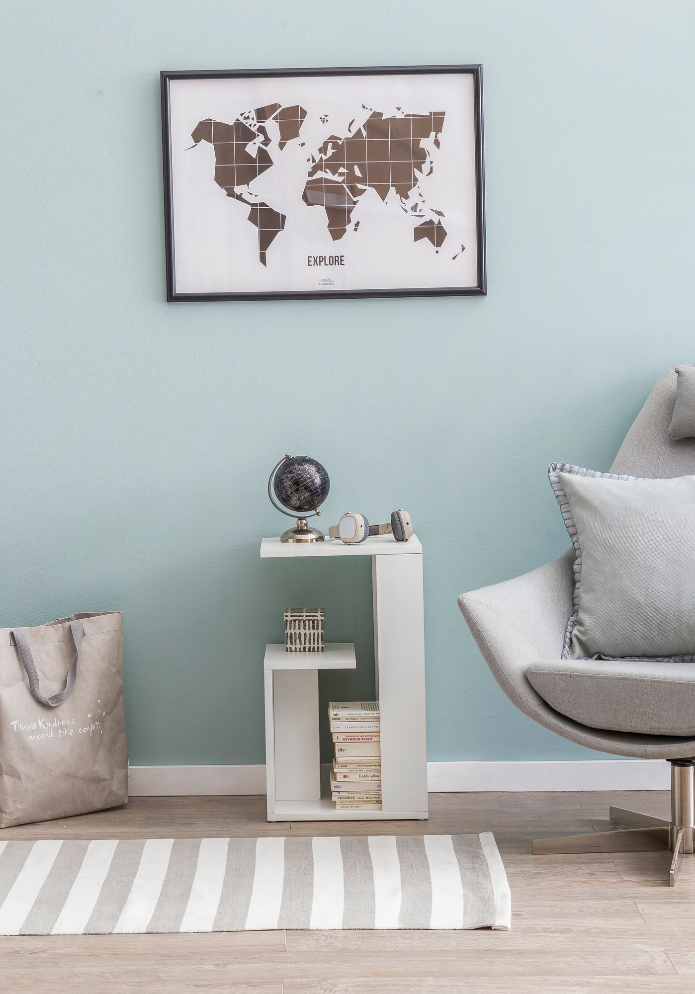 FineBuy Beistelltisch 35x61x30 cm Holz Design Anstelltisch Sofa, Couchtisch klein modern, Kleiner Wohnzimmertisch eckig, Sofatisch Ablagetisch hoch, Schmaler Tisch Wohnzimmer | Farbe: Weiß