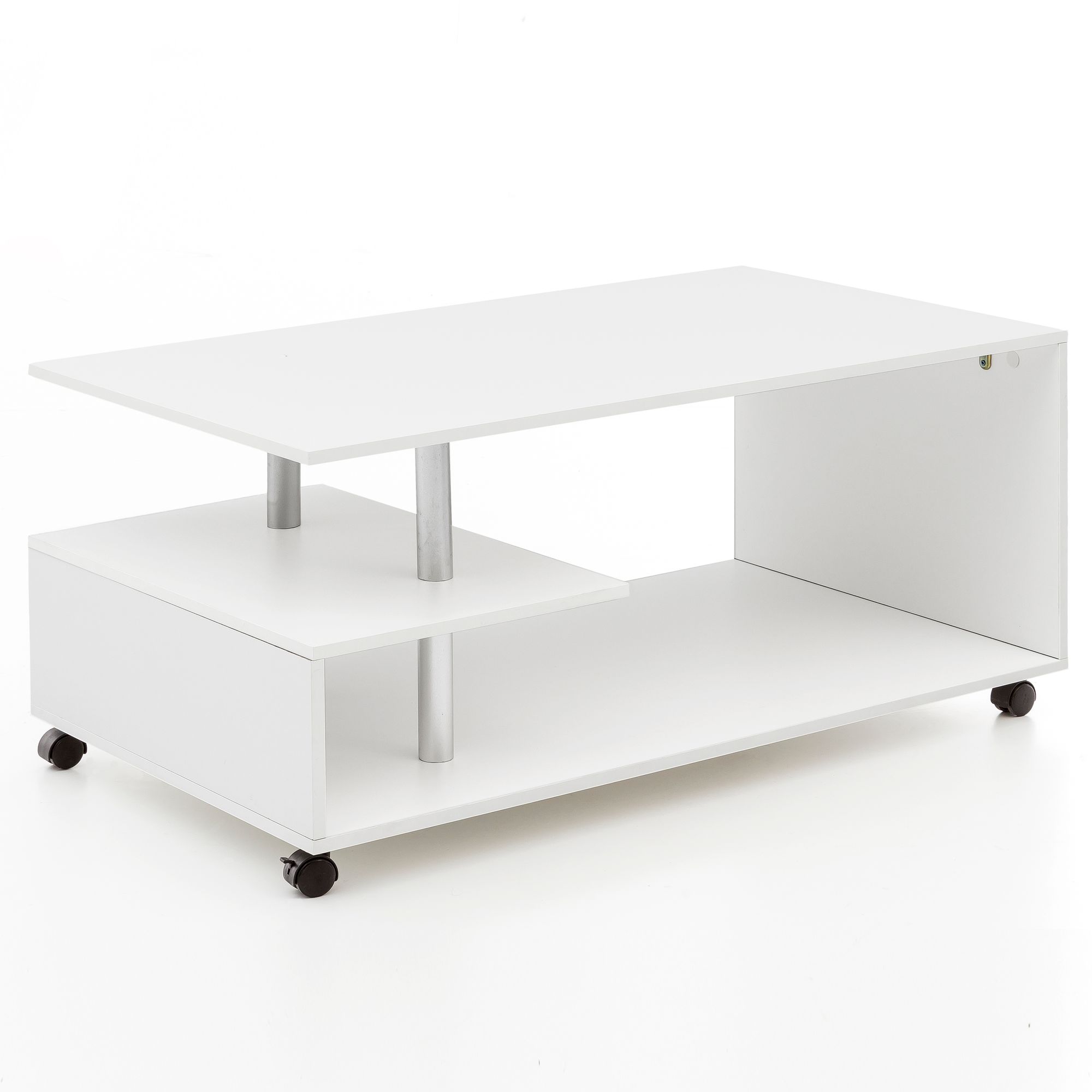 FineBuy Design Couchtisch 105 x 48,5 x 60 cm Drehbar mit Rollen, Wohnzimmertisch Coffee Table, Sofatisch Loungetisch Holz, Kaffeetisch mit Stauraum | Farbe: Grau