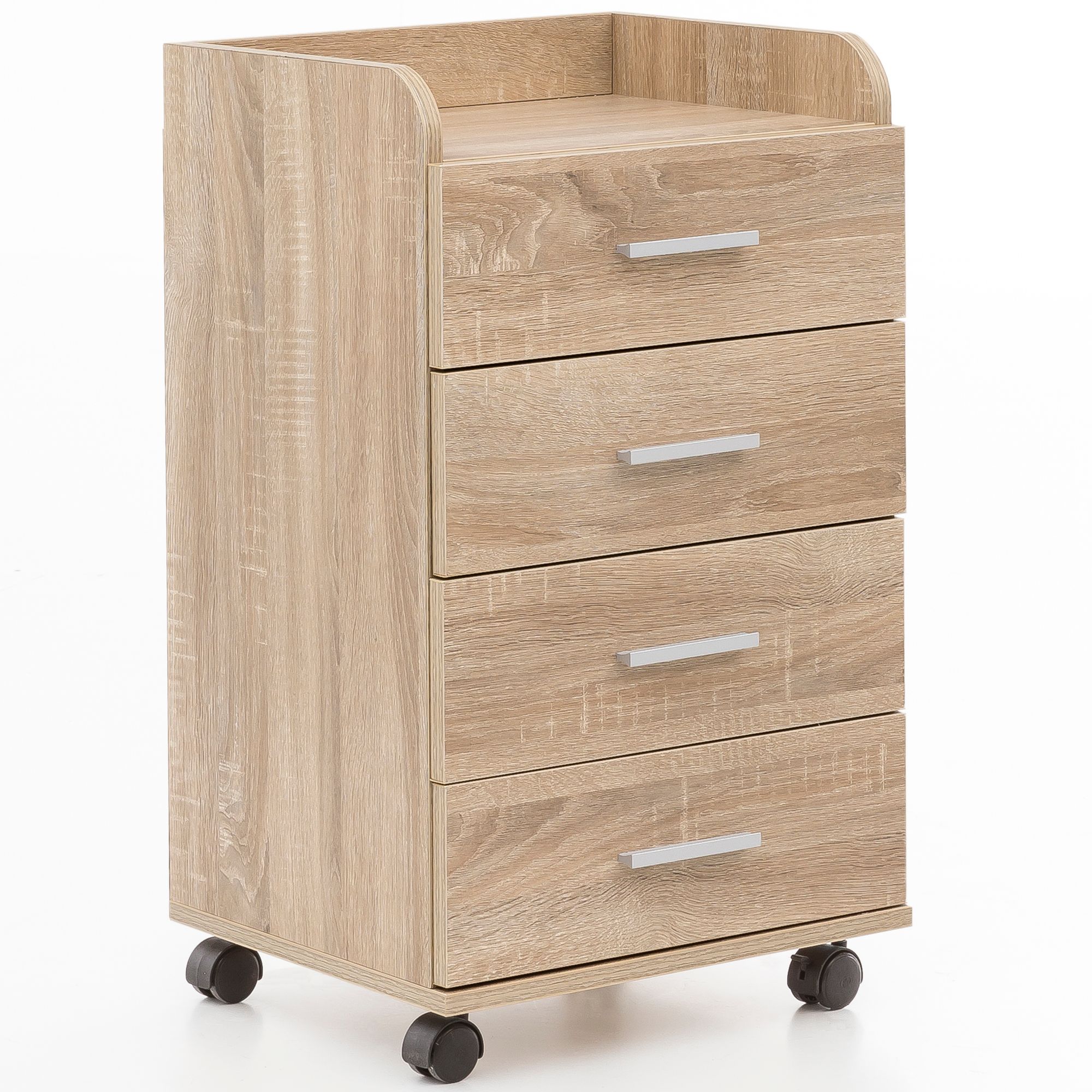 FineBuy Rollcontainer 40 x 70,5 x 33 cm, Schreibtisch-Container Rollschrank 4 Schubladen, Moderner Schubladencontainer mit Rollen, Standcontainer Bürocontainer Beistellcontainer | Farbe: Weiß