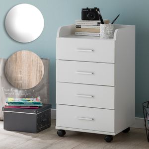 FineBuy Rollcontainer 40 x 70,5 x 33 cm, Schreibtisch-Container Rollschrank 4 Schubladen, Moderner Schubladencontainer mit Rollen, Standcontainer Bürocontainer Beistellcontainer 17911