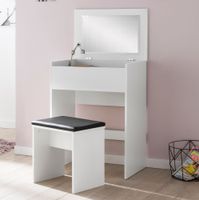 FineBuy Schminktisch FB51641 Kosmetiktisch Frisiertisch Weiß Spiegel & Hocker – Ansicht 1