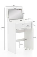 FineBuy Schminktisch FB51641 Kosmetiktisch Frisiertisch Weiß Spiegel & Hocker – Ansicht 3