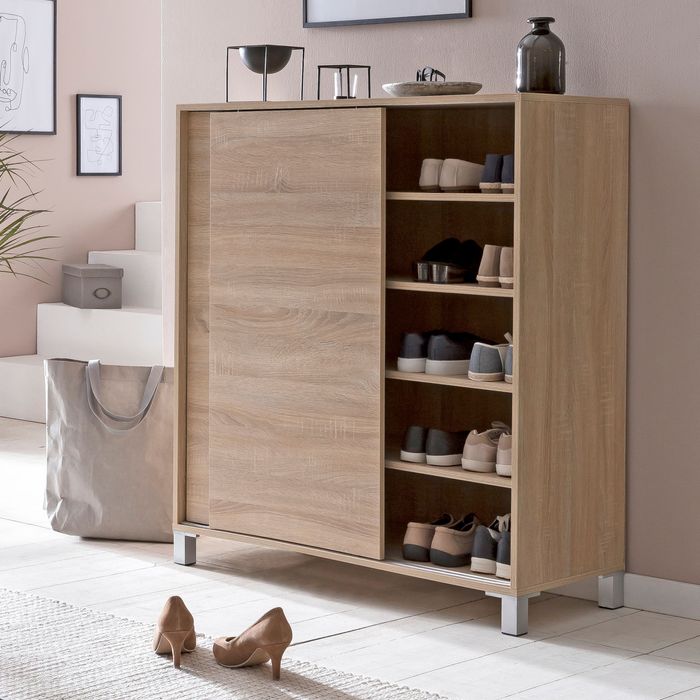 Schuhschrank 100cm für 20 Paar Schuhe Schuhregal mit Schiebetüren Schuhkommode
