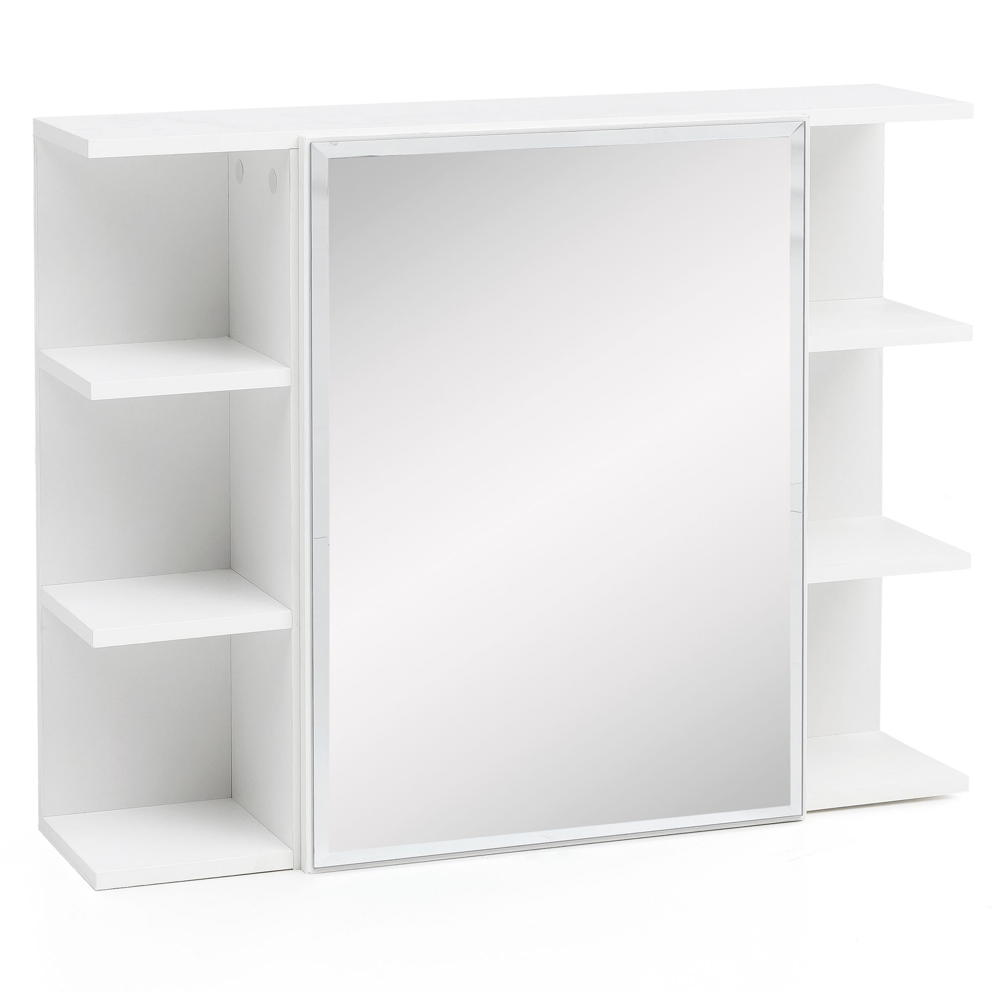FineBuy Hängeschrank Modern 80x64,5x20cm Wandschrank Holz Spiegelschrank Weiß – Ansicht 6
