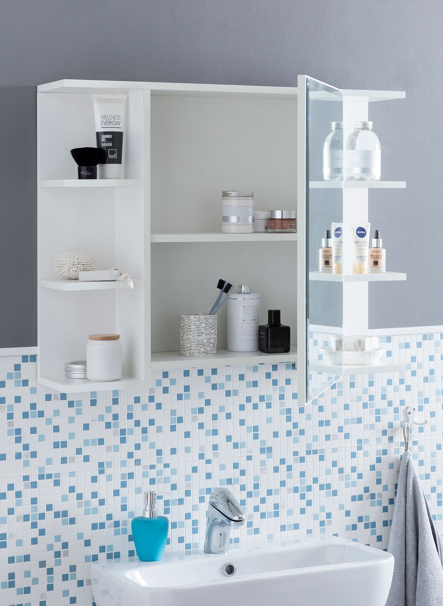 FineBuy Hängeschrank FB51815 Weiß 80x64,5x20cm Spanplatte Spiegelschrank Modern, Design Badregal Holz freischwebend, Schränkchen Badezimmerschrank mit Spiegel, Hängeschrank Badspiegel | Farbe: Weiß FineBuy Hängeschrank FB51815 Weiß 80x64,5x20cm Spanplatte Spiegelschrank Modern, Design Badregal Holz freischwebend, Schränkchen Badezimmerschrank mit Spiegel, Hängeschrank Badspiegel | Farbe: Weiß