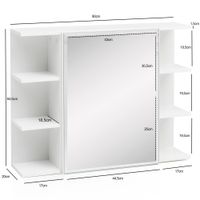 FineBuy Hängeschrank Modern 80x64,5x20cm Wandschrank Holz Spiegelschrank Weiß – Ansicht 3
