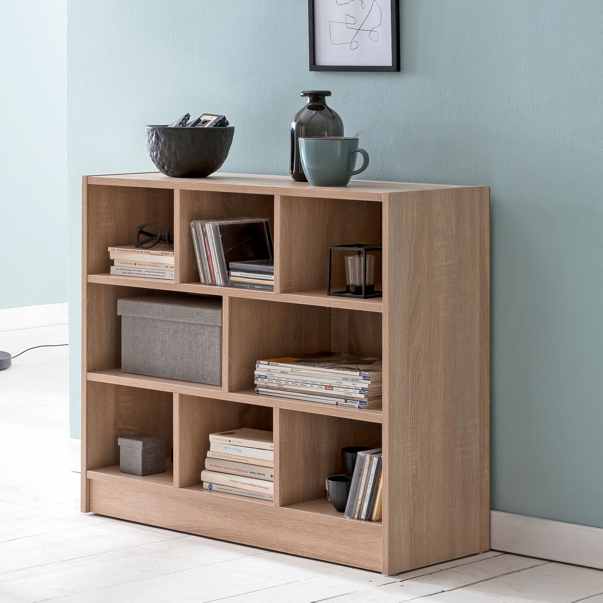 FineBuy Bücherregal 80x68,5x29,5 cm Regal Standregal modern, Flurregal Schuhregal schmal, Holzregal mit Fächern, Ablageregal Abstellraum | Farbe: Weiß