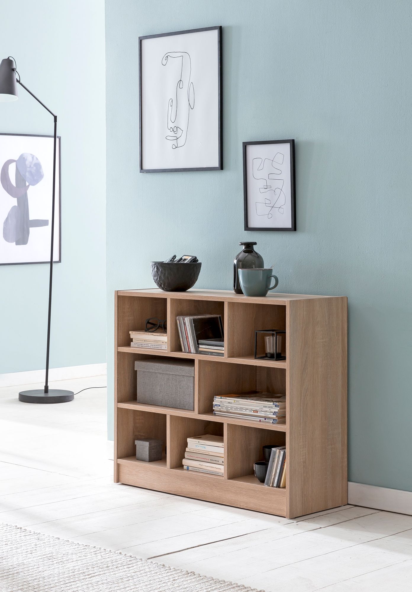 FineBuy Bücherregal 80x68,5x29,5 cm Regal Standregal modern, Flurregal Schuhregal schmal, Holzregal mit Fächern, Ablageregal Abstellraum | Farbe: Weiß