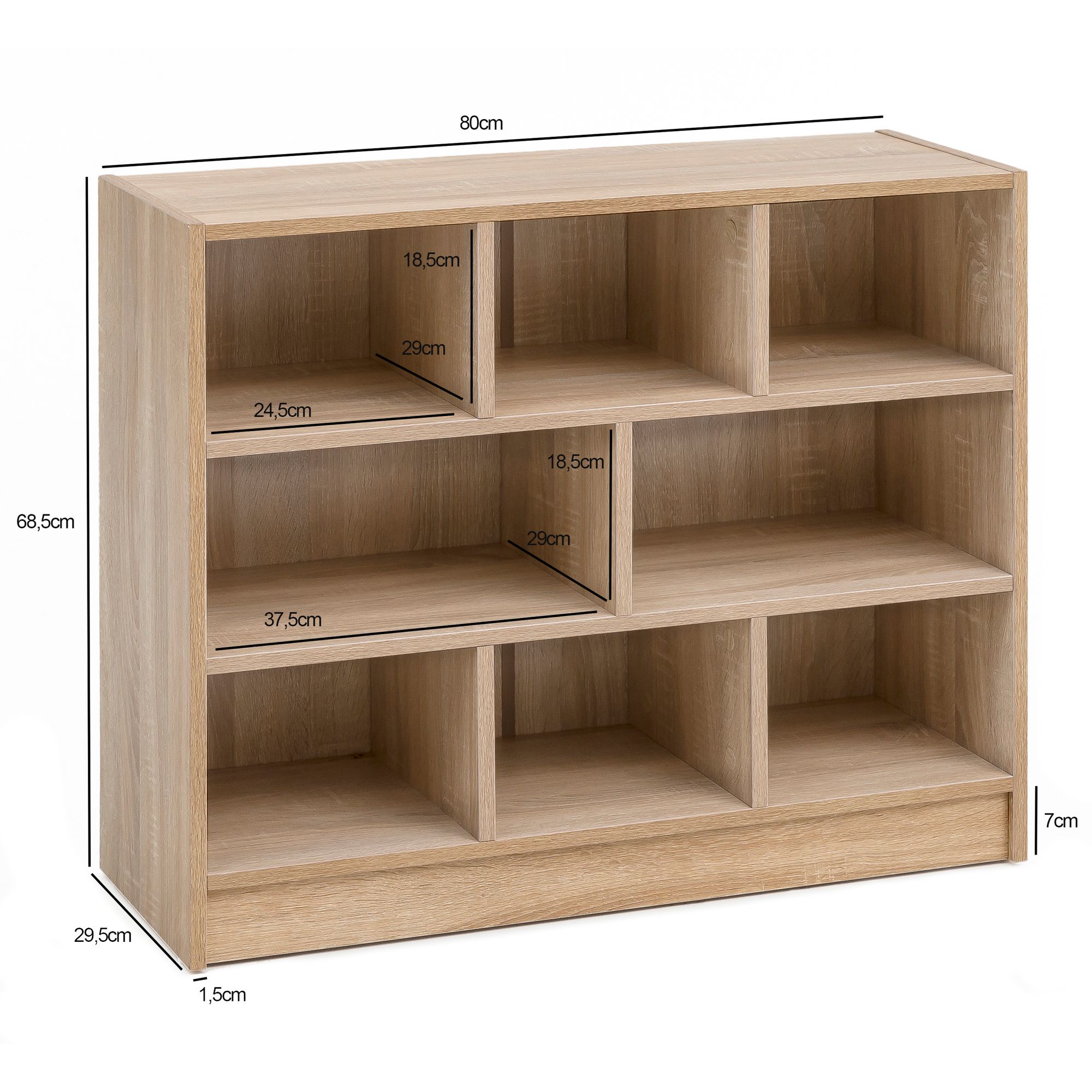FineBuy Bücherregal 80x68,5x29,5 cm Regal Standregal modern, Flurregal Schuhregal schmal, Holzregal mit Fächern, Ablageregal Abstellraum | Farbe: Weiß