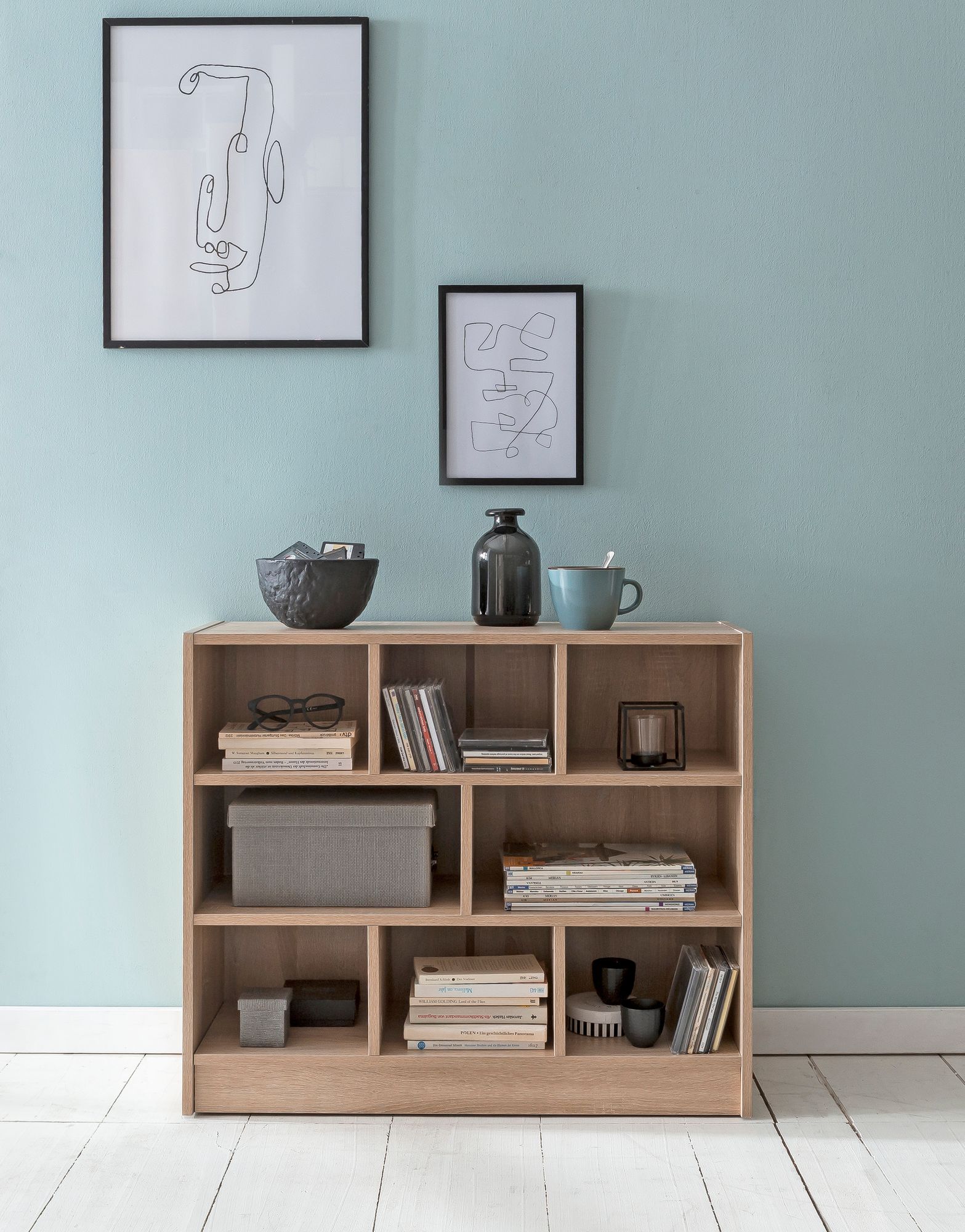 FineBuy Bücherregal 80x68,5x29,5 cm Regal Standregal modern, Flurregal Schuhregal schmal, Holzregal mit Fächern, Ablageregal Abstellraum | Farbe: Weiß