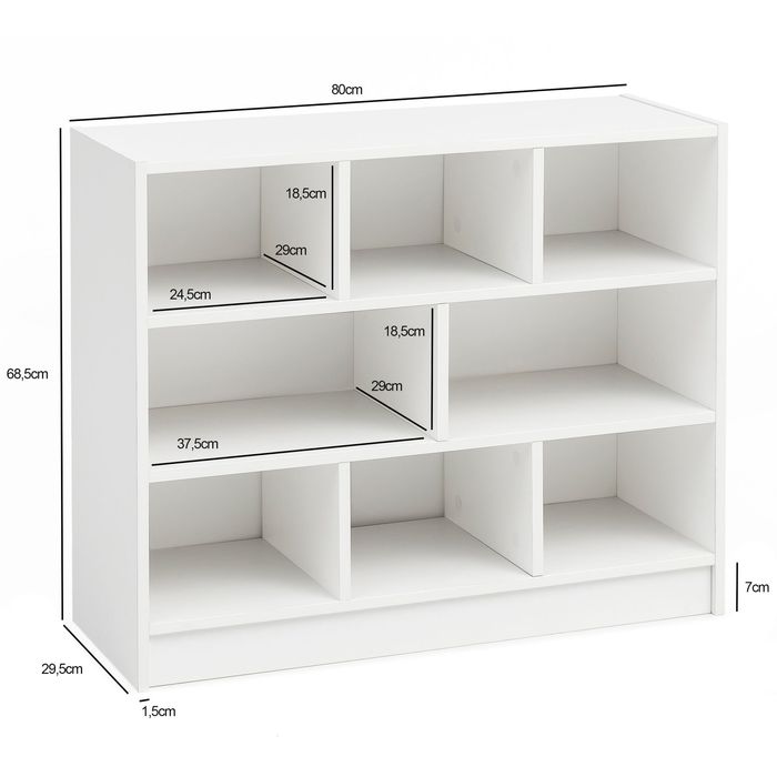FineBuy Bücherregal SV51829 Holzregal Standregal Holz Regal Flurregal modern – Maßzeichnung