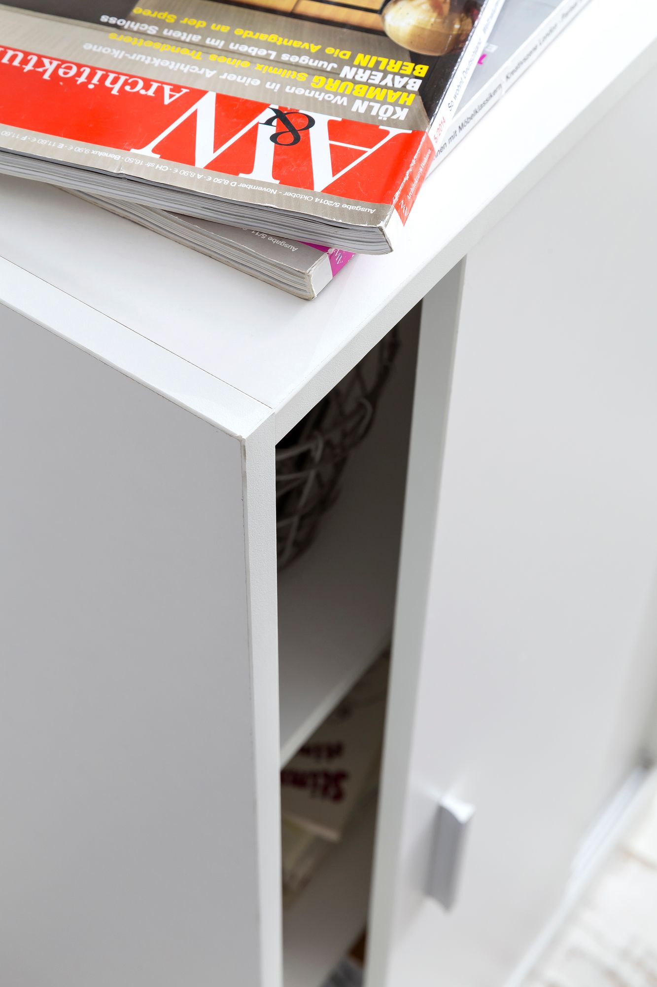 FineBuy Kommode Weiß 60 cm Breit mit 2 Schiebetüren für Büro Akten, Schiebetürenschrank, Aktenschrank, Sideboard, Kleiderschrank | Farbe: Weiß