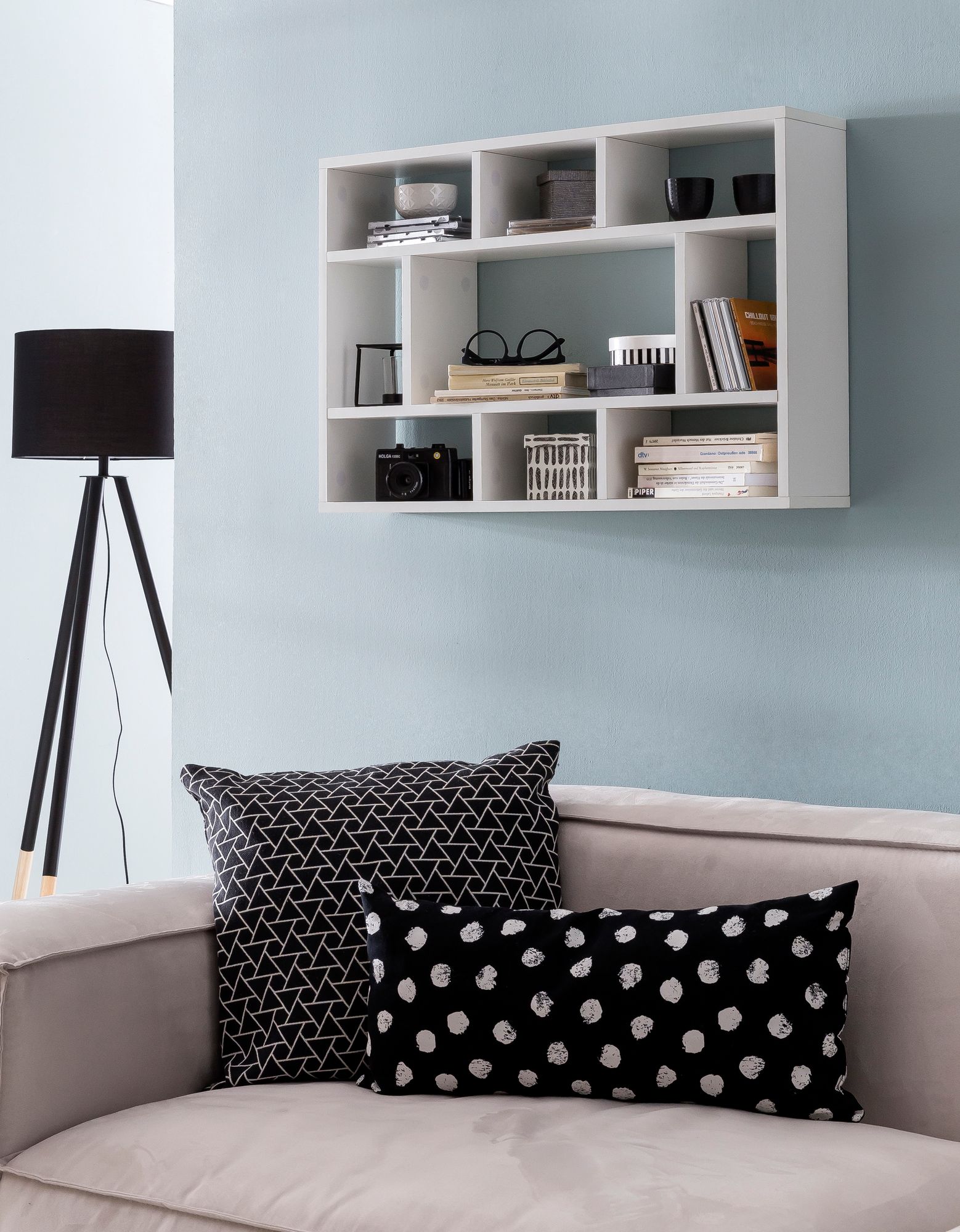 FineBuy Wandregal SV51844 75x51x16 cm Holz Hängeregal Modern, Design Wandboard Freischwebend, Holzregal Regal für die Wand, Bücherregal Schmal, Dekoregal Schweberegal Wohnzimmer | Farbe: Weiß