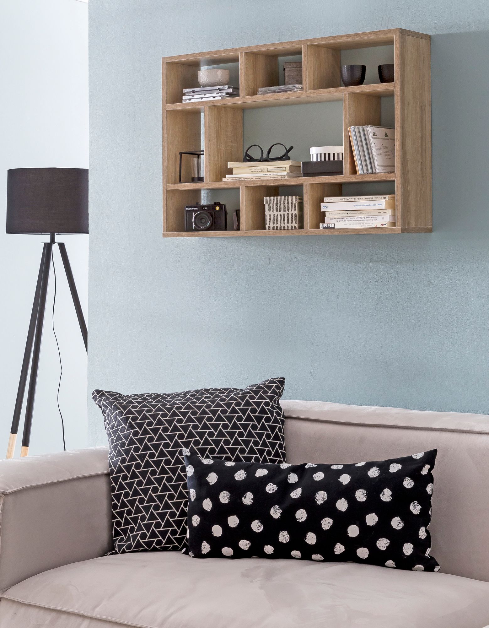 FineBuy Wandregal SV51844 75x51x16 cm Holz Hängeregal Modern, Design Wandboard Freischwebend, Holzregal Regal für die Wand, Bücherregal Schmal, Dekoregal Schweberegal Wohnzimmer | Farbe: Weiß