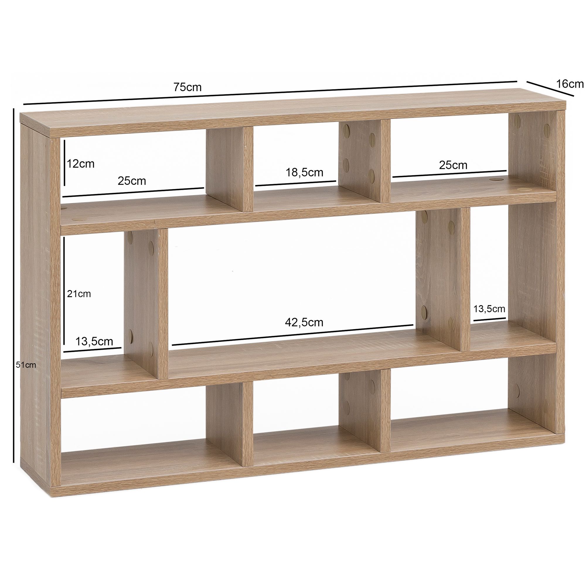 FineBuy Wandregal SV51844 75x51x16 cm Holz Hängeregal Modern, Design Wandboard Freischwebend, Holzregal Regal für die Wand, Bücherregal Schmal, Dekoregal Schweberegal Wohnzimmer | Farbe: Weiß