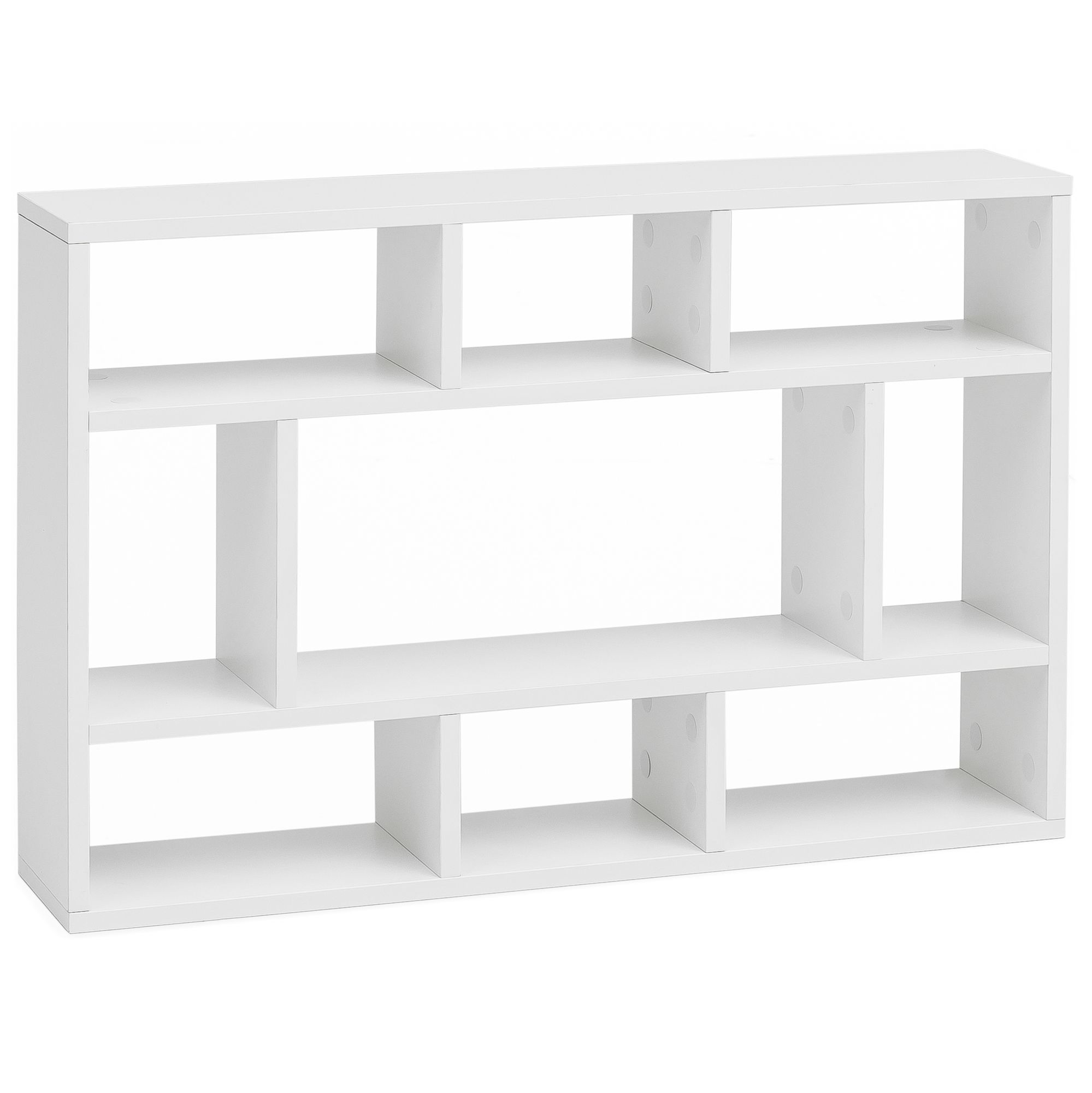 FineBuy Wandregal SV51844 75x51x16 cm Holz Hängeregal Modern, Design Wandboard Freischwebend, Holzregal Regal für die Wand, Bücherregal Schmal, Dekoregal Schweberegal Wohnzimmer | Farbe: Weiß