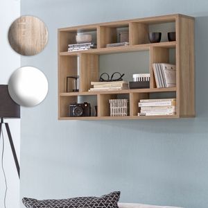 FineBuy Wandregal SV51844 75x51x16 cm Holz Hängeregal Modern, Design Wandboard Freischwebend, Holzregal Regal für die Wand, Bücherregal Schmal, Dekoregal Schweberegal Wohnzimmer 18260
