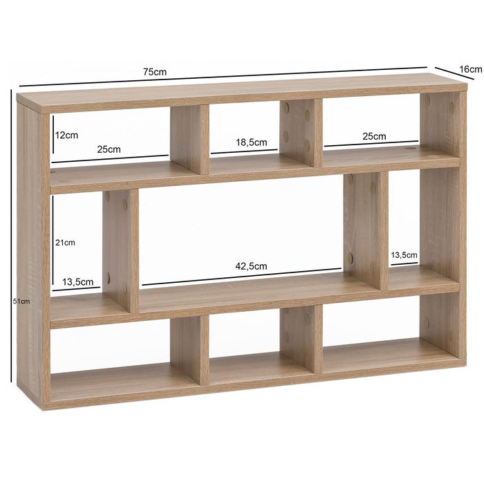 FineBuy Wandregal SV51844 Hängeregal Wandboard Holz Bücherregal Klein Modern – Maßzeichnung