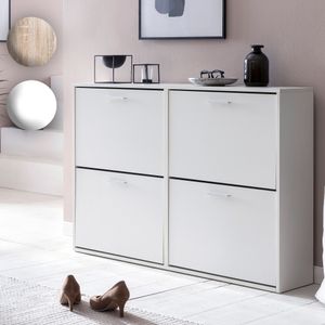 FineBuy Schuhkipper 120 x 81 x 24 cm mit 4 Klappen für bis zu 24 Paar Schuhe, Flur Schuhschrank, Schuhkommode, Schuhregal 18267