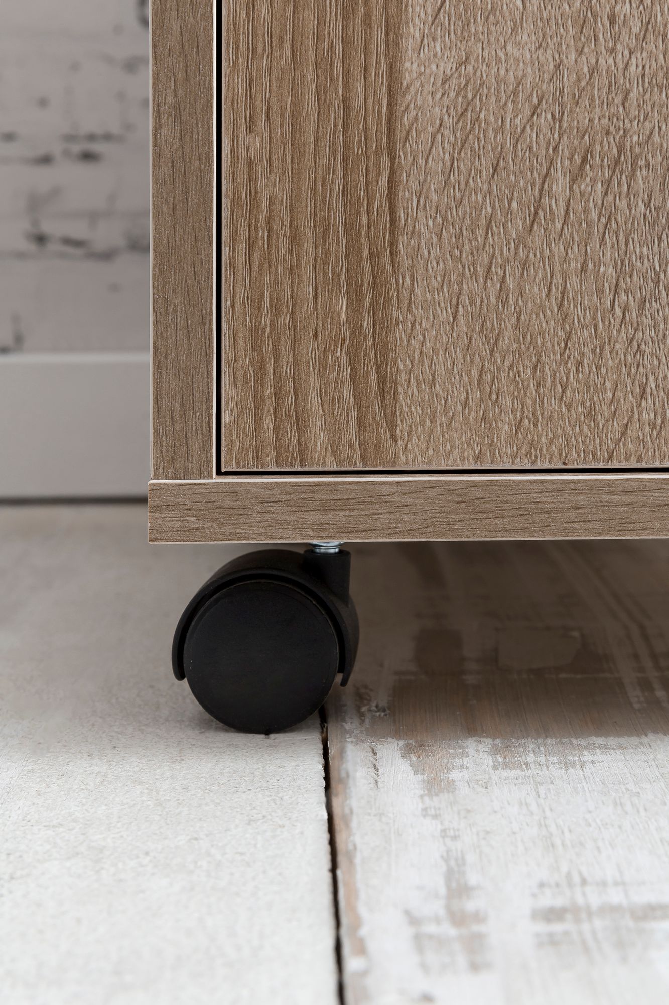 FineBuy Rollcontainer SV51848 Holz 33x60x38cm Schubladenschrank Büro Container, Schreibtischcontainer mit Tür & Ablage, Bürocontainer Beistellcontainer mit Rollen, Kleiner Schubladencontainer | Farbe: Weiß