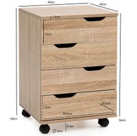 FineBuy Rollcontainer SV51850 Schreibtischcontainer 40 x 60 x 40 cm Holz Büro – Ansicht 3