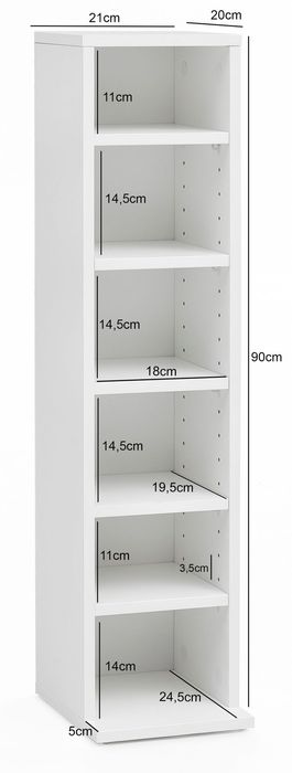 FineBuy CD Aufbewahrung DVD Ständer Regal Turm Tower Archivierung Nischenregal – Maßzeichnung
