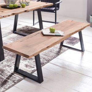 FB51969 FineBuy Esszimmer-Bank FB51969 Baumstamm Massivholz Akazie 160 x 45 x 40 cm, Robuste Naturholz Küchenbank mit hoher Stabilität, Echtholz Essbank mit Baumkante, Holzbank im Landhaus-Stil 4250950260276
