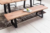 FineBuy Baumstamm Esszimmerbank 160 cm Baumkante Massivholz Essbank Holzbank – Ansicht 3